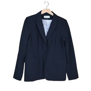 Calvin Klein Women's 12 Black One Button Front Lined Blazer